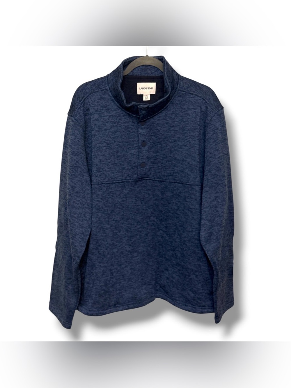 Lands End Fleece Snap Pullover XL Navy Blue Gorpcore Outdoor Retro Cozy